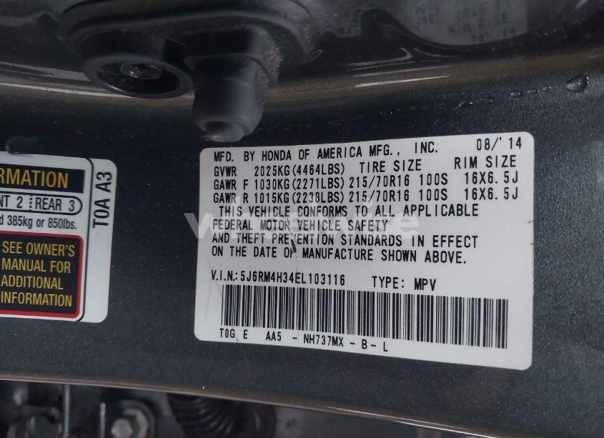 Photo 9 of 2014 Honda Cr-v LX (VIN 5J6RM4H34EL103116)