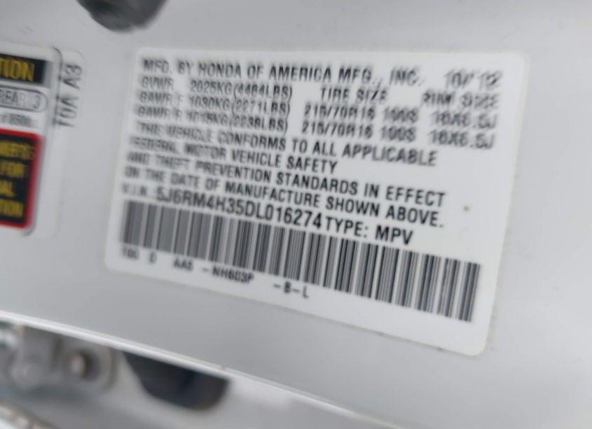 Photo 9 of 2013 Honda Cr-v LX (VIN 5J6RM4H35DL016274)