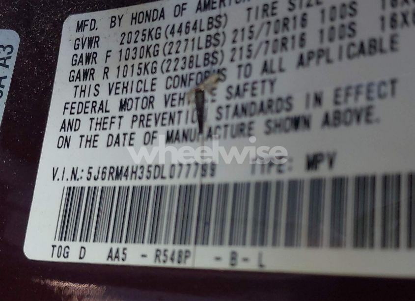 Photo 9 of 2013 Honda Cr-v LX (VIN 5J6RM4H35DL077799)