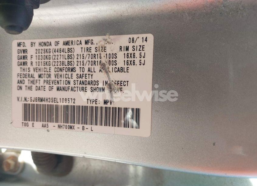 Photo 9 of 2014 Honda Cr-v LX (VIN 5J6RM4H35EL109572)