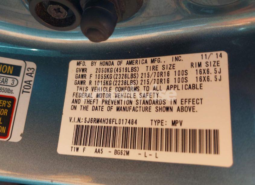 Photo 9 of 2015 Honda Cr-v LX (VIN 5J6RM4H36FL017484)