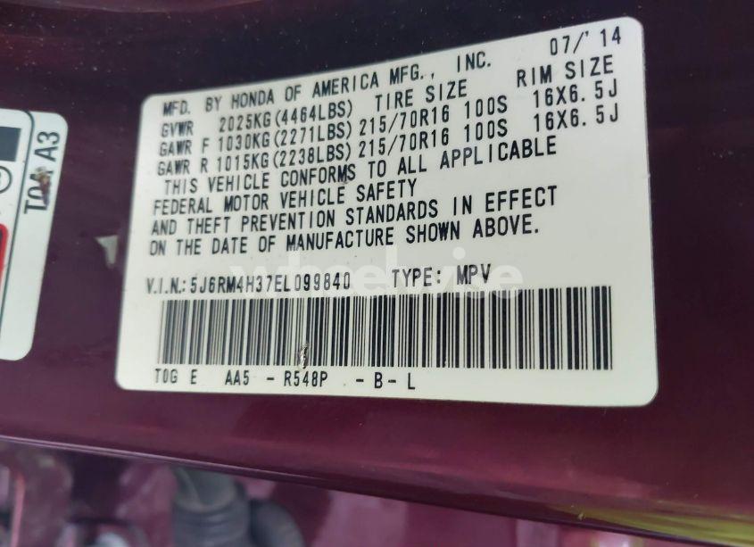 Photo 9 of 2014 Honda Cr-v LX (VIN 5J6RM4H37EL099840)