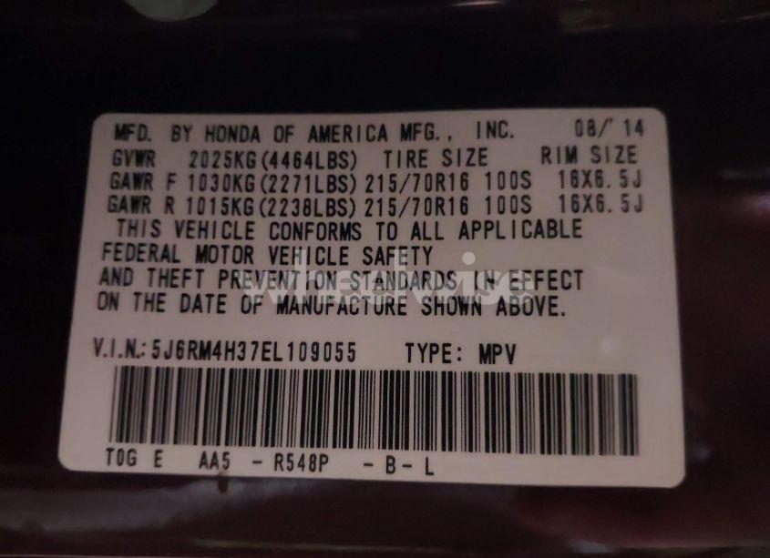 Photo 9 of 2014 Honda Cr-v LX (VIN 5J6RM4H37EL109055)