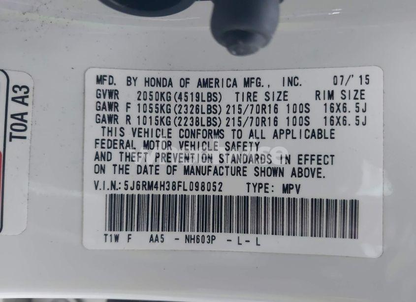 Photo 9 of 2015 Honda Cr-v LX (VIN 5J6RM4H38FL098052)