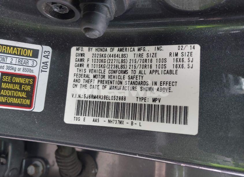 Photo 9 of 2014 Honda Cr-v LX (VIN 5J6RM4H39EL052888)