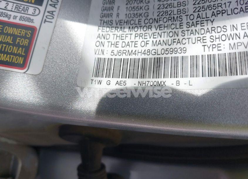 Photo 9 of 2016 Honda Cr-v SE (VIN 5J6RM4H48GL059939)