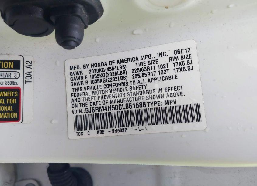 Photo 9 of 2012 Honda Cr-v EX (VIN 5J6RM4H50CL061588)