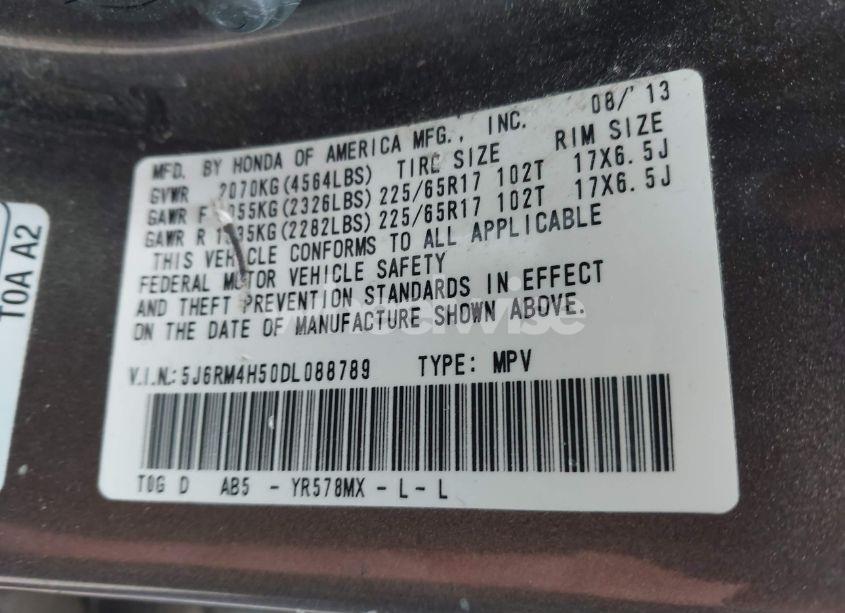 Photo 9 of 2013 Honda Cr-v EX (VIN 5J6RM4H50DL088789)