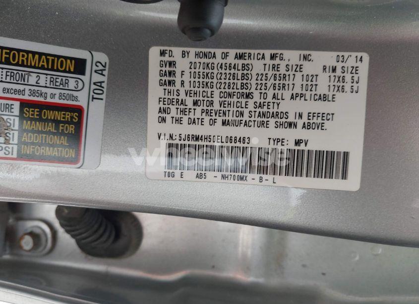 Photo 9 of 2014 Honda Cr-v EX (VIN 5J6RM4H50EL068463)