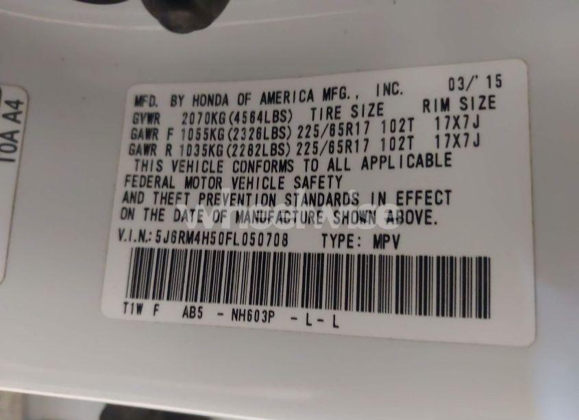 Photo 9 of 2015 Honda Cr-v EX (VIN 5J6RM4H50FL050708)