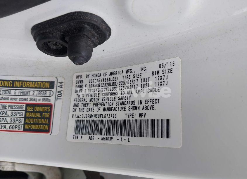 Photo 9 of 2015 Honda Cr-v EX (VIN 5J6RM4H50FL072790)