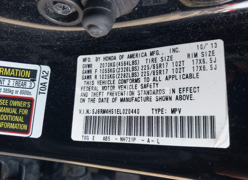 Photo 9 of 2014 Honda Cr-v EX (VIN 5J6RM4H51EL020440)