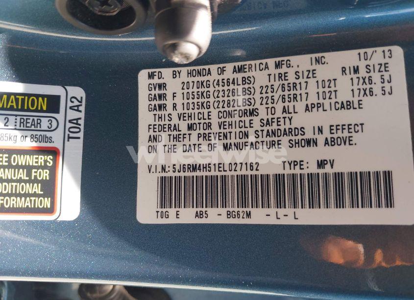 Photo 9 of 2014 Honda Cr-v EX (VIN 5J6RM4H51EL027162)