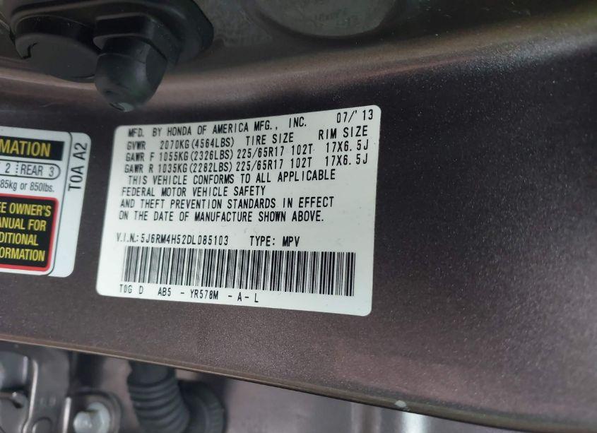 Photo 9 of 2013 Honda Cr-v EX (VIN 5J6RM4H52DL085103)