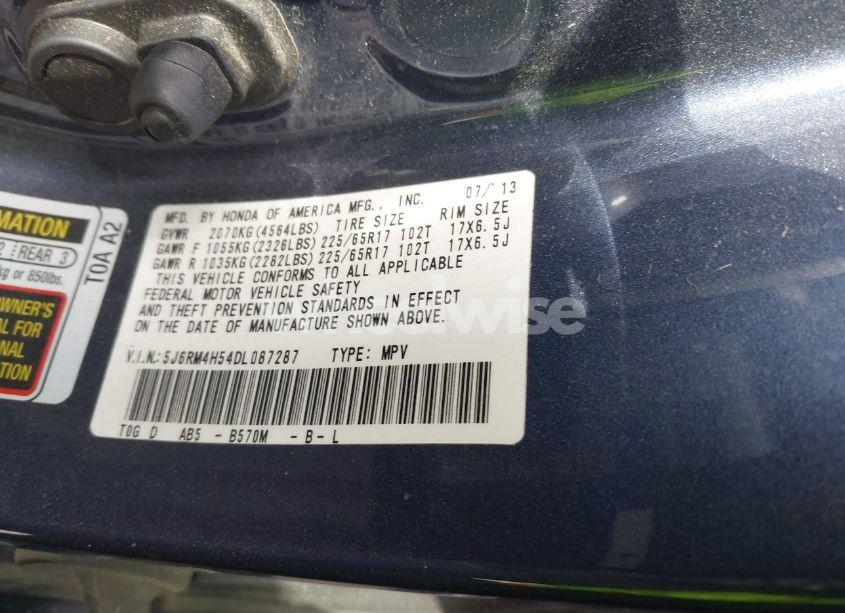 Photo 9 of 2013 Honda Cr-v EX (VIN 5J6RM4H54DL087287)