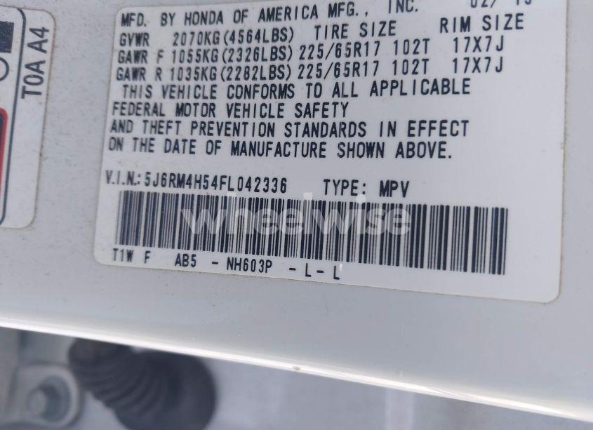 Photo 9 of 2015 Honda Cr-v EX (VIN 5J6RM4H54FL042336)