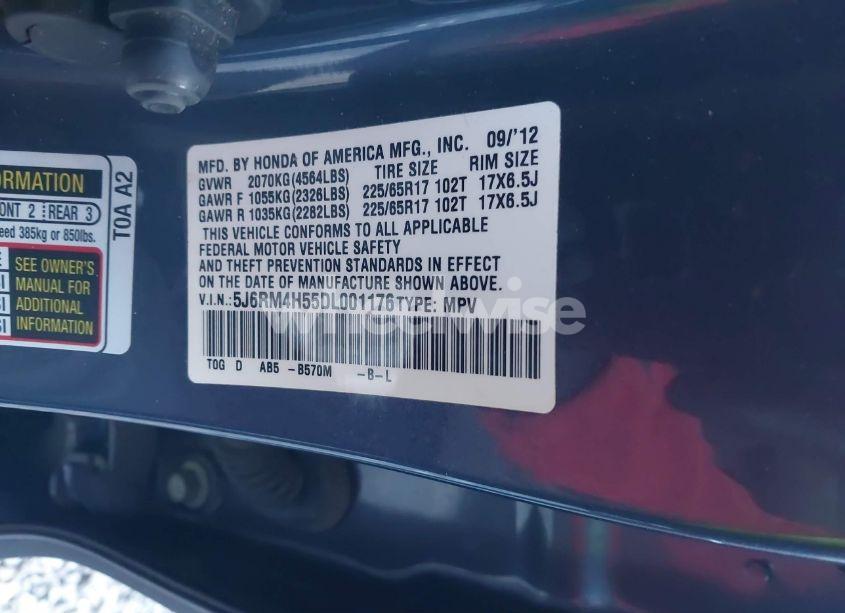 Photo 9 of 2013 Honda Cr-v EX (VIN 5J6RM4H55DL001176)