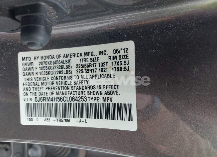 Photo 9 of 2012 Honda Cr-v EX (VIN 5J6RM4H56CL064253)