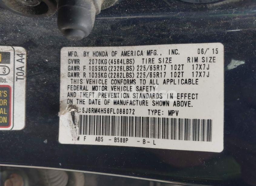 Photo 9 of 2015 Honda Cr-v EX (VIN 5J6RM4H56FL088072)