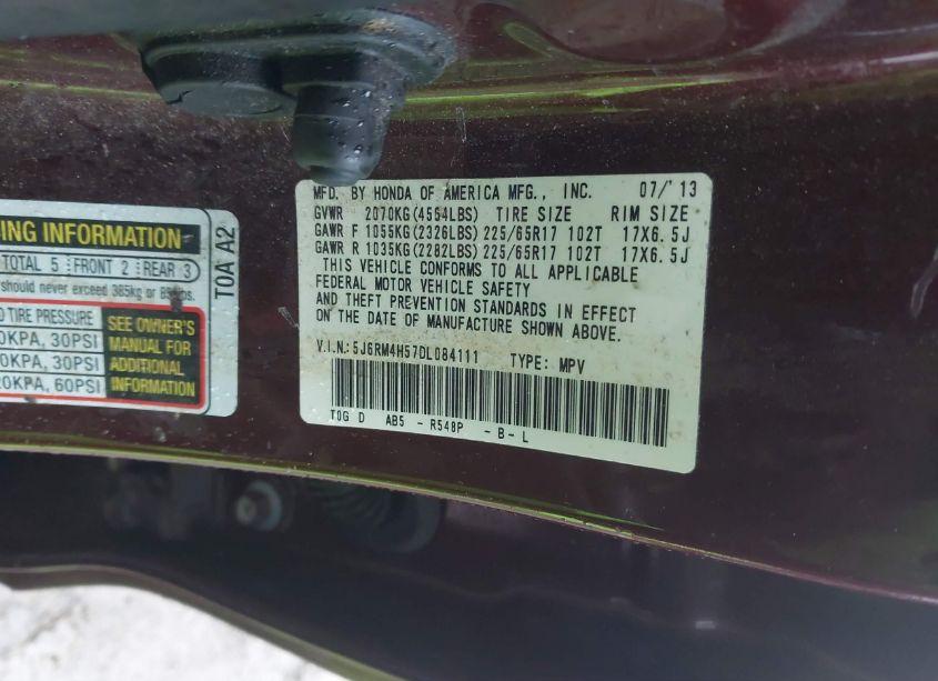 Photo 9 of 2013 Honda Cr-v EX (VIN 5J6RM4H57DL084111)