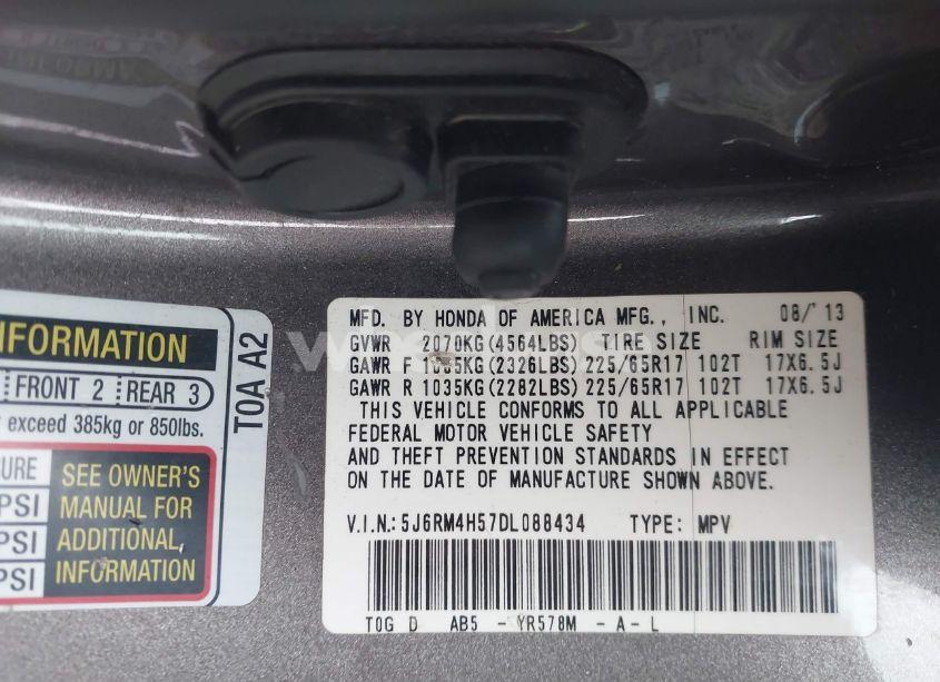 Photo 9 of 2013 Honda Cr-v EX (VIN 5J6RM4H57DL088434)