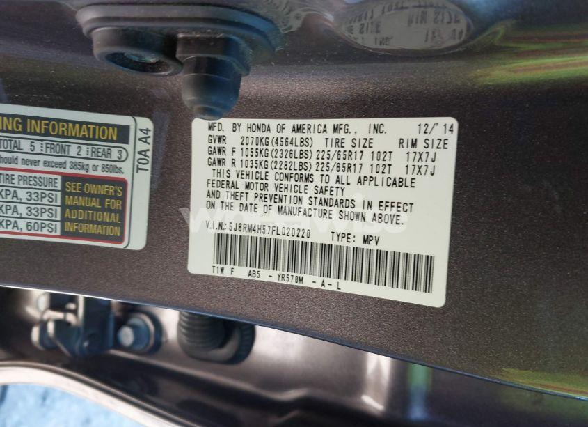 Photo 9 of 2015 Honda Cr-v EX (VIN 5J6RM4H57FL020220)