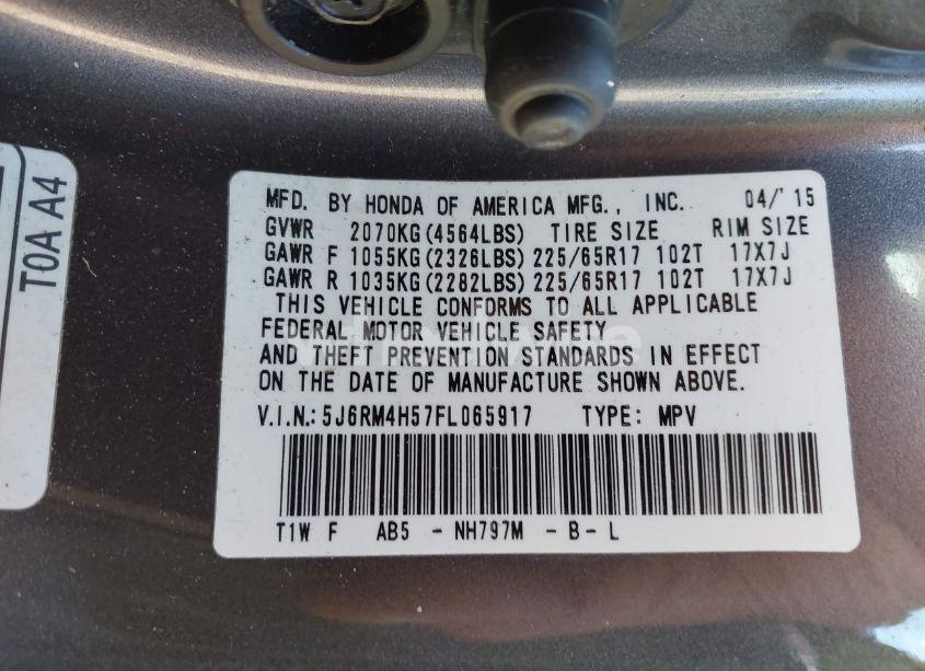 Photo 9 of 2015 Honda Cr-v EX (VIN 5J6RM4H57FL065917)