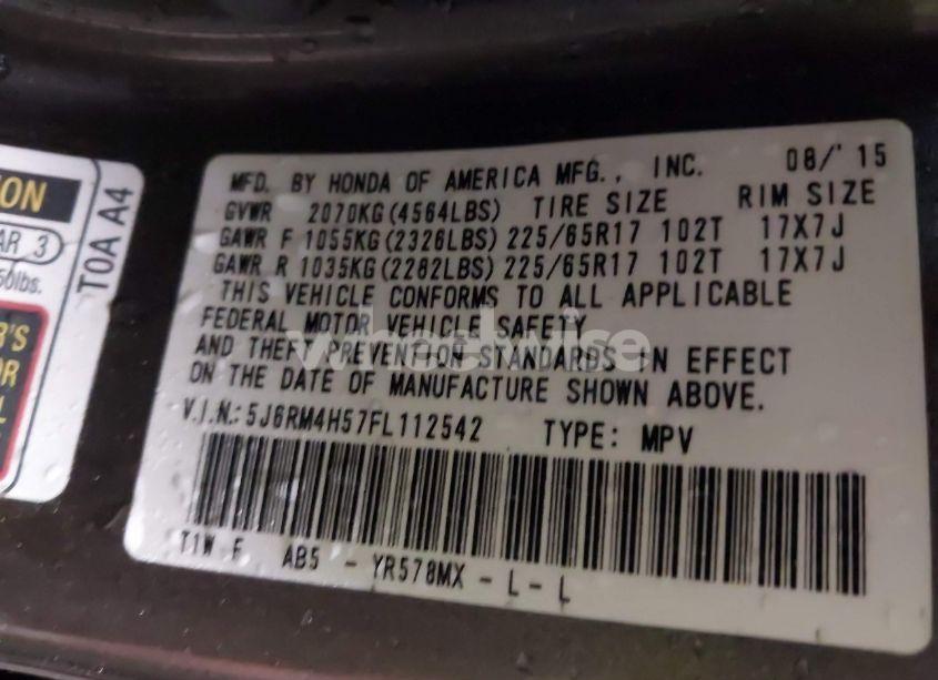 Photo 9 of 2015 Honda Cr-v EX (VIN 5J6RM4H57FL112542)