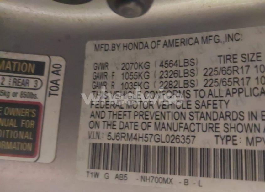 Photo 9 of 2016 Honda Cr-v EX (VIN 5J6RM4H57GL026357)