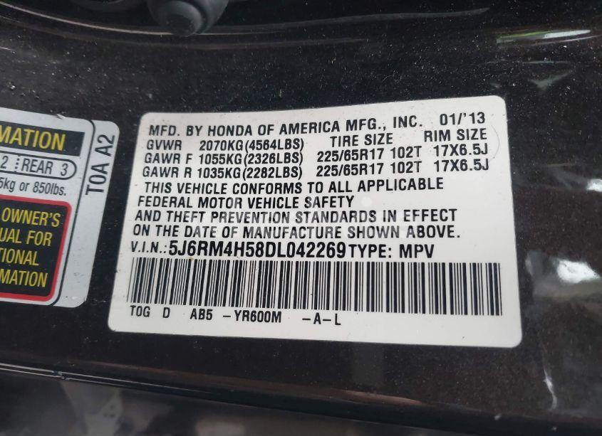 Photo 9 of 2013 Honda Cr-v EX (VIN 5J6RM4H58DL042269)