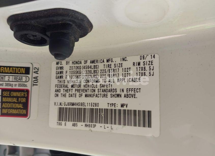 Photo 9 of 2014 Honda Cr-v EX (VIN 5J6RM4H59EL115280)