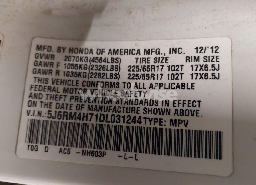 Photo 9 of 2013 Honda Cr-v EX-L (VIN 5J6RM4H71DL031244)