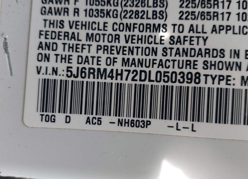 Photo 9 of 2013 Honda Cr-v EX-L (VIN 5J6RM4H72DL050398)