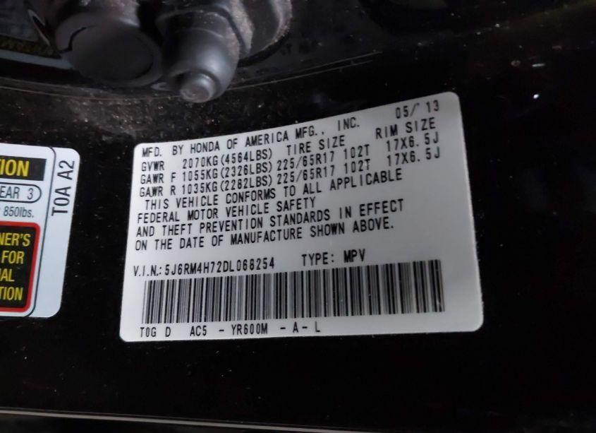 Photo 9 of 2013 Honda Cr-v EX-L (VIN 5J6RM4H72DL068254)