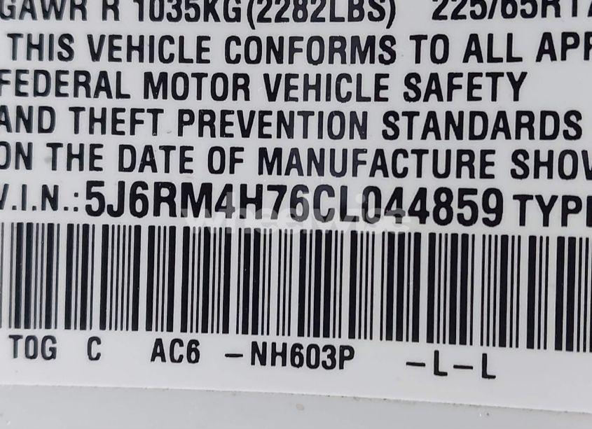 Photo 9 of 2012 Honda Cr-v EX-L (VIN 5J6RM4H76CL044859)