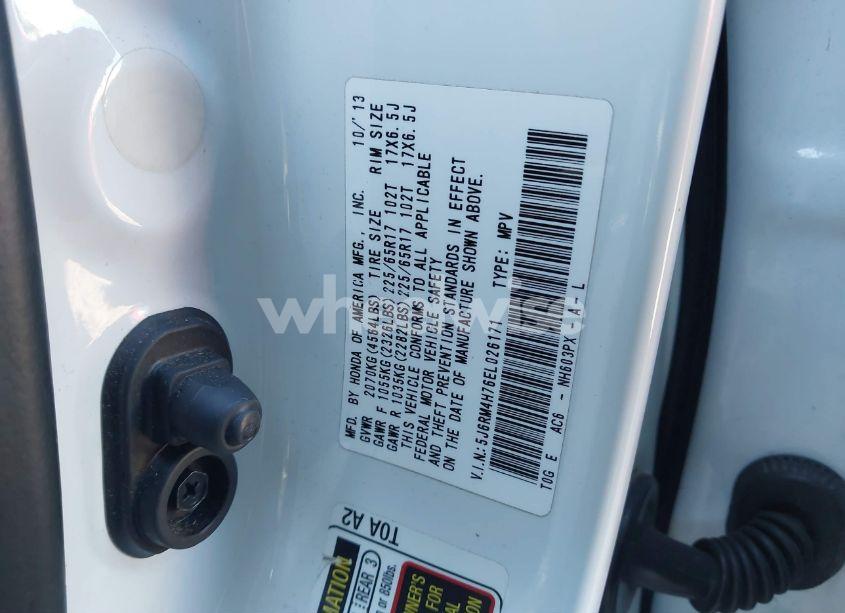 Photo 9 of 2014 Honda Cr-v EX-L (VIN 5J6RM4H76EL026171)