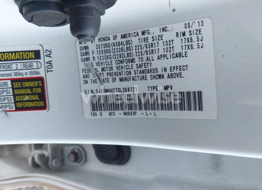 Photo 9 of 2013 Honda Cr-v EX-L (VIN 5J6RM4H77DL068721)