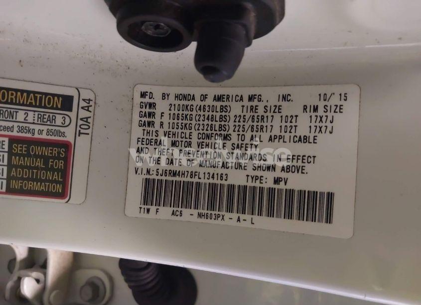 Photo 9 of 2015 Honda Cr-v EX-L (VIN 5J6RM4H78FL134163)