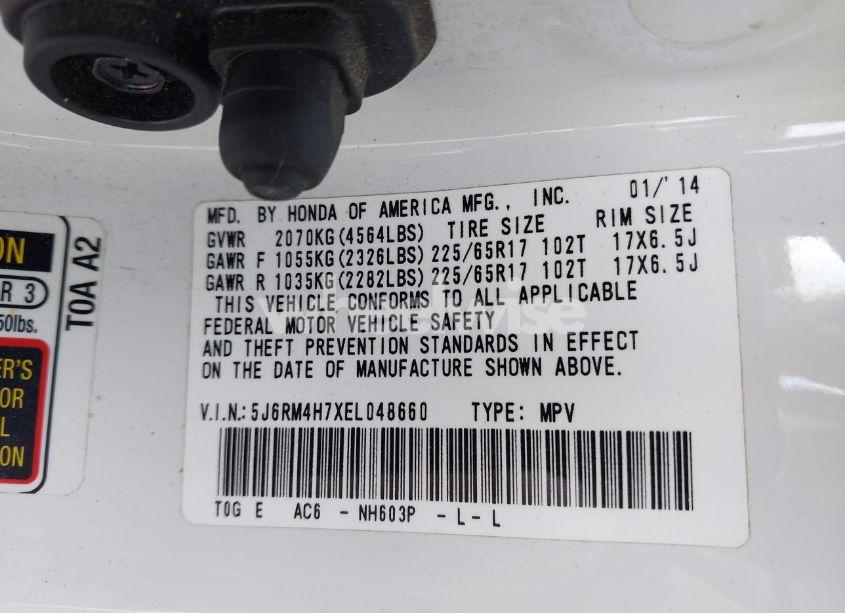 Photo 9 of 2014 Honda Cr-v EX-L (VIN 5J6RM4H7XEL048660)