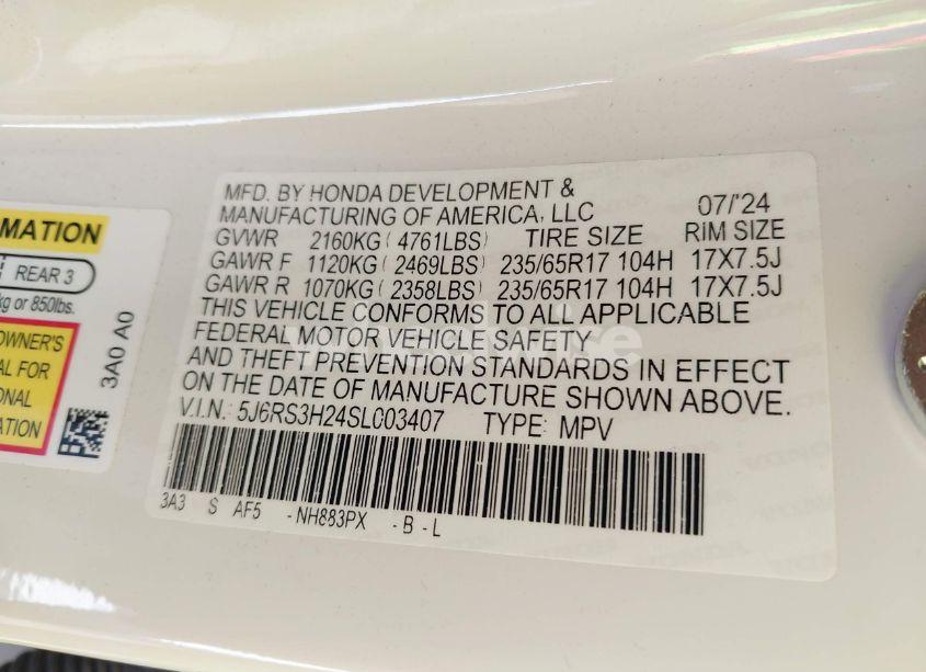 Photo 9 of 2025 Honda Cr-v LX 2WD (VIN 5J6RS3H24SL003407)
