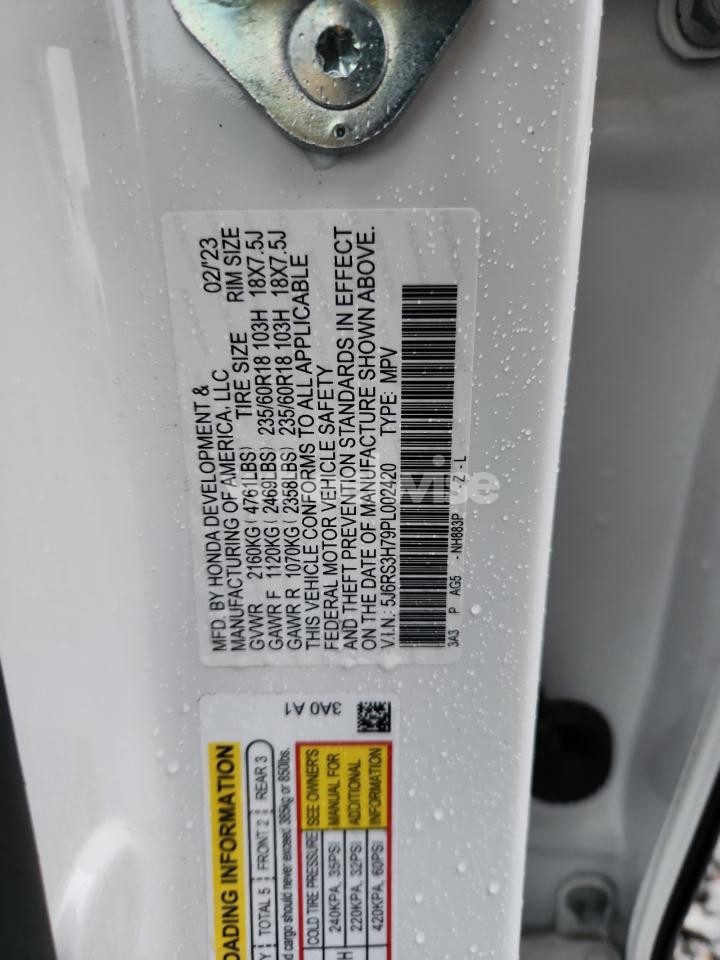 Photo 13 of 2023 HONDA CR-V EXL N/A (VIN 5J6RS3H79PL002420)