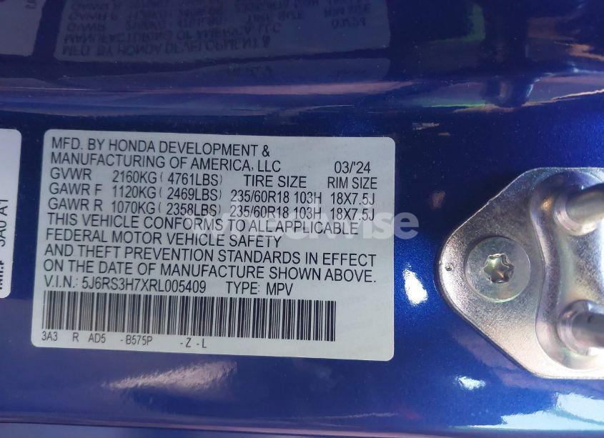 Photo 9 of 2024 Honda Cr-v EX-L 2WD (VIN 5J6RS3H7XRL005409)