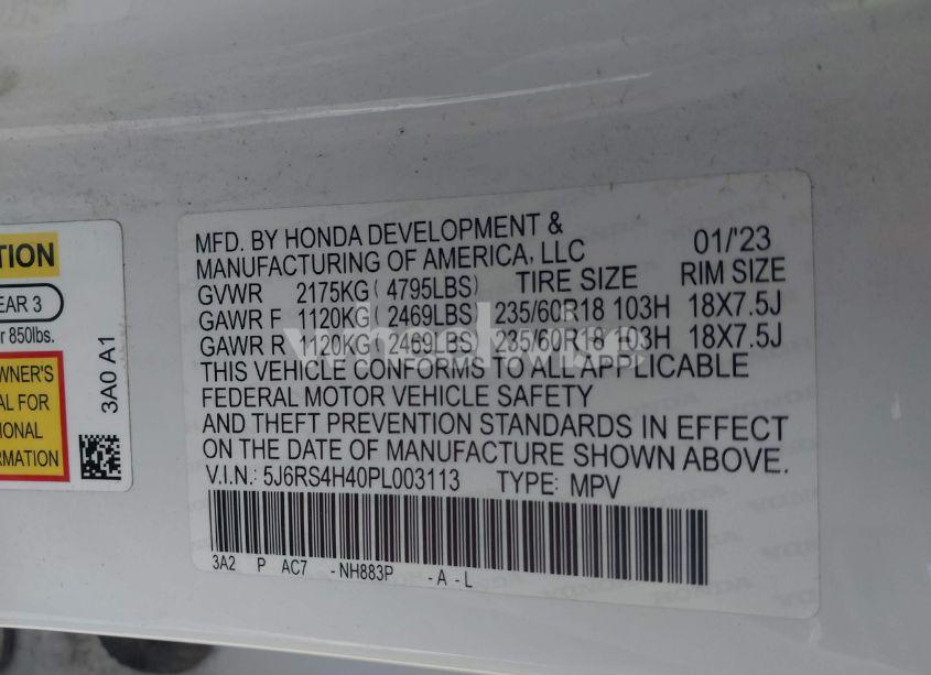 Photo 9 of 2023 Honda Cr-v EX AWD (VIN 5J6RS4H40PL003113)