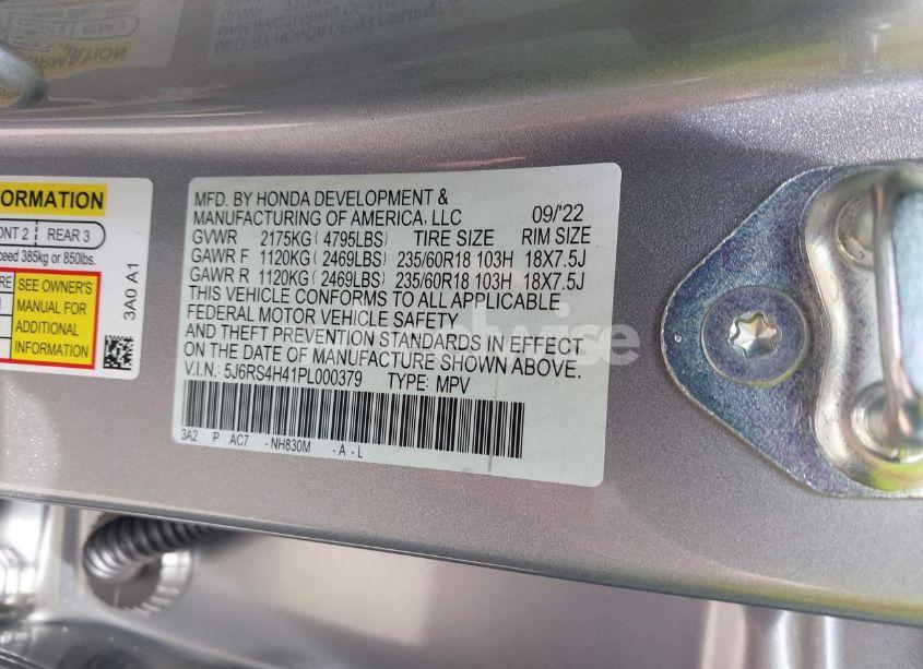 Photo 9 of 2023 Honda Cr-v EX AWD (VIN 5J6RS4H41PL000379)