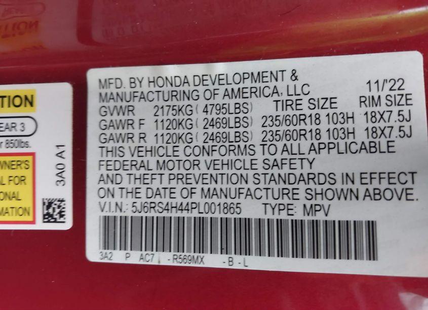 Photo 9 of 2023 Honda Cr-v EX AWD (VIN 5J6RS4H44PL001865)