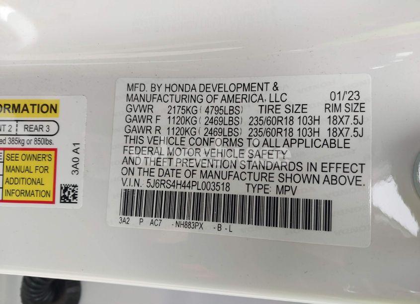 Photo 9 of 2023 Honda Cr-v EX AWD (VIN 5J6RS4H44PL003518)