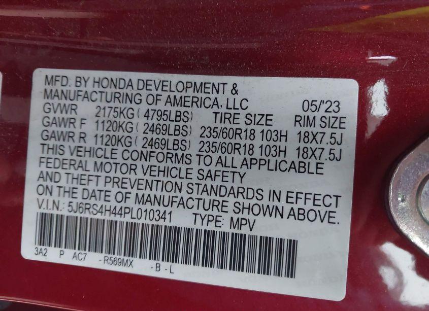 Photo 9 of 2023 Honda Cr-v EX AWD (VIN 5J6RS4H44PL010341)