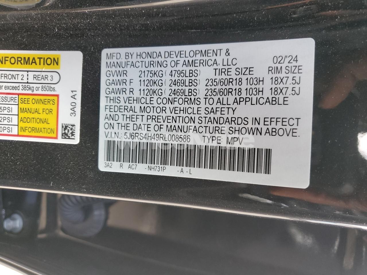 Photo 13 of 2024 HONDA CR-V EX (VIN 5J6RS4H49RL008586)