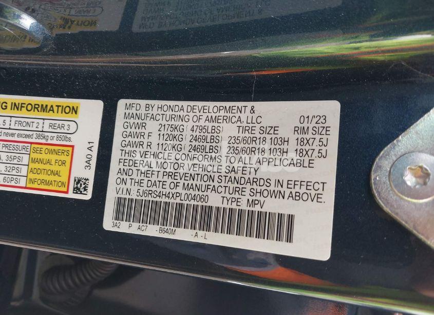 Photo 9 of 2023 Honda Cr-v EX AWD (VIN 5J6RS4H4XPL004060)