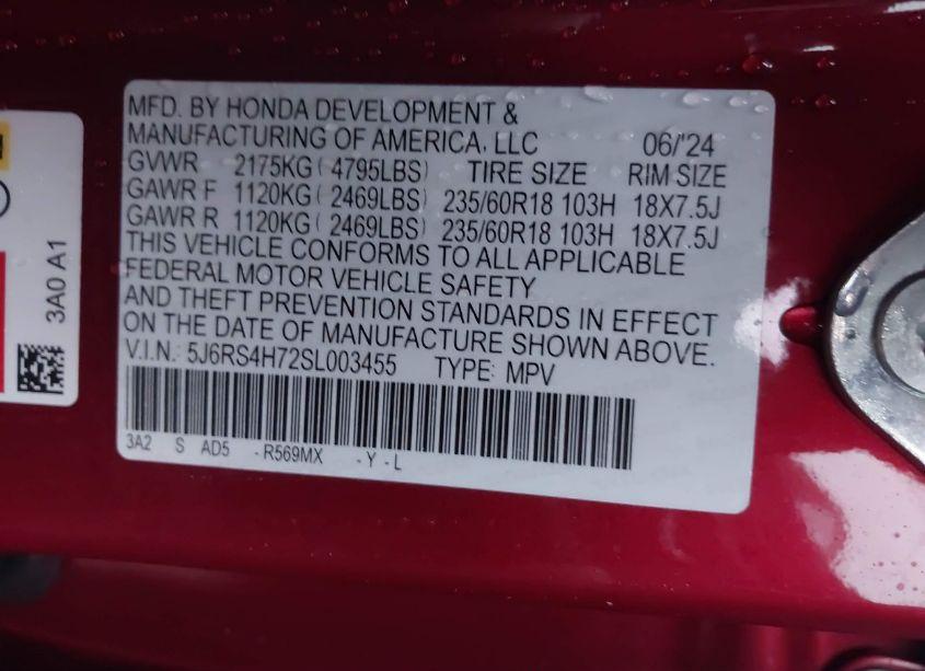 Photo 9 of 2025 Honda Cr-v EX-L AWD (VIN 5J6RS4H72SL003455)